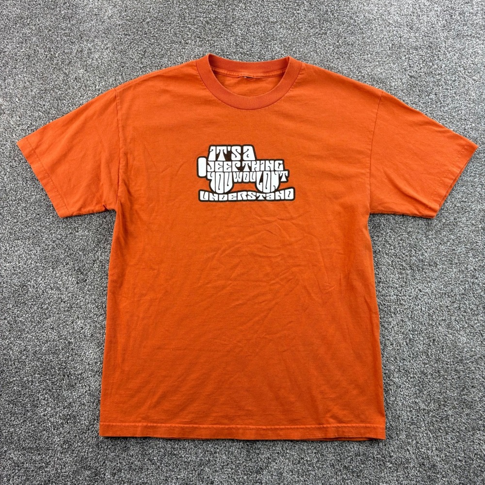 Vintage Y2K Jeep Shirt Mens Large Orange Cotton Its A Jeep Thing Off Road